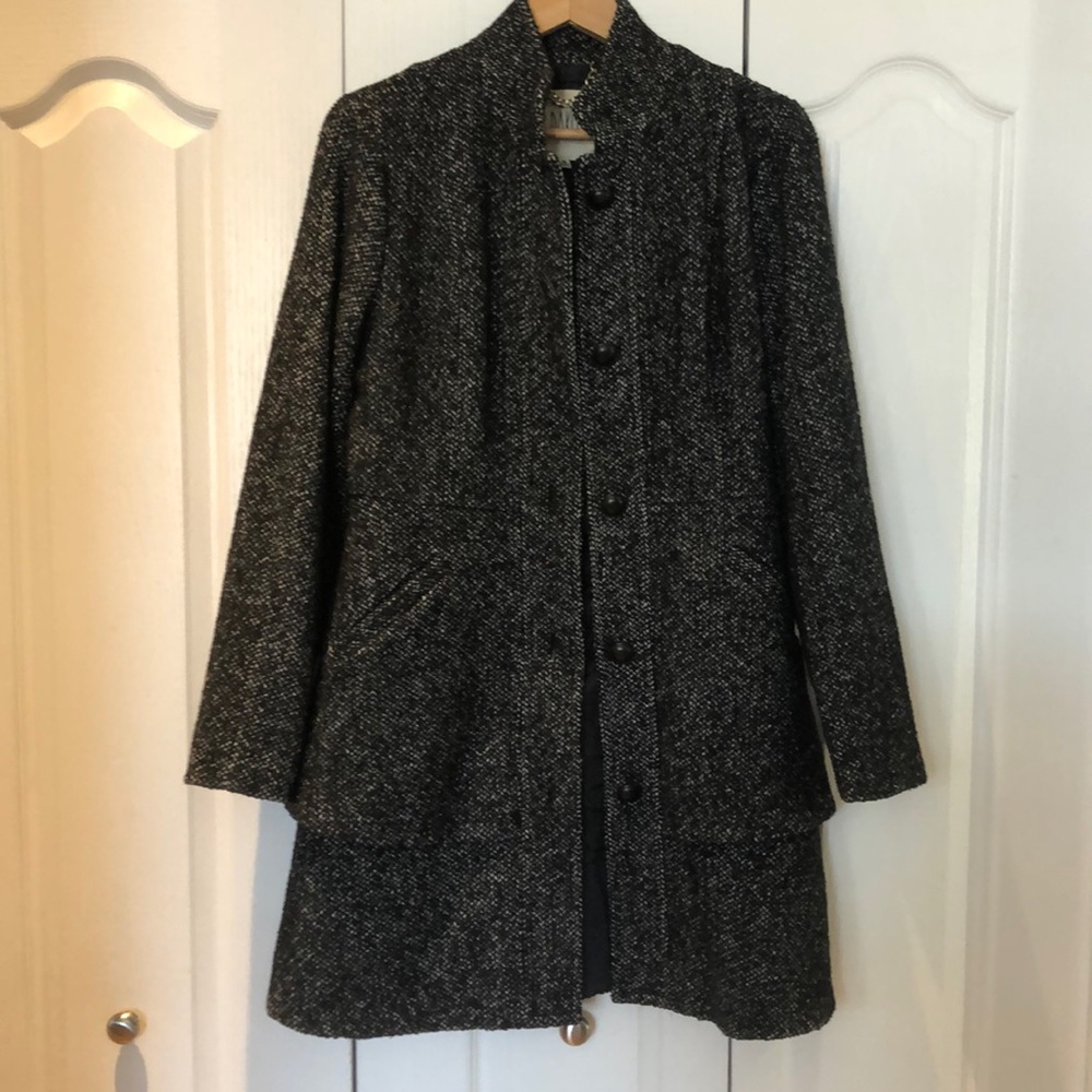 BB Dakota black tweed car coat with double peplum bottom